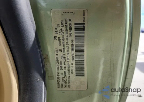 2008 Volkswagen New Beetle Convertible Se z USA, uszkodzony, nr VIN 3VWRF31Y48M418479